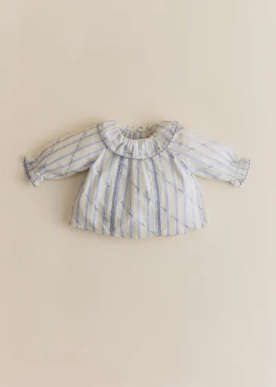 Blouse Héloïse - Rayures Lavande Broderie
