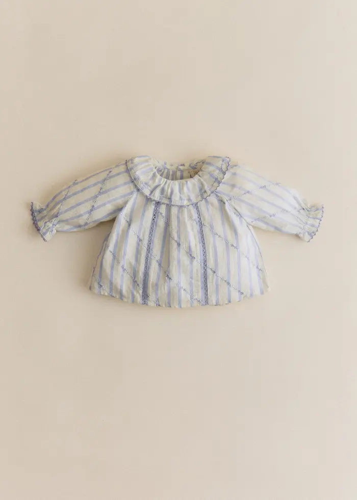 Blouse Héloïse - Rayures Lavande Broderie