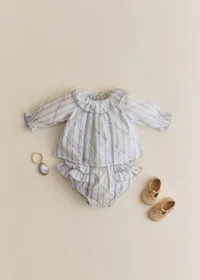 Blouse Héloïse - Rayures Lavande Broderie — view 2