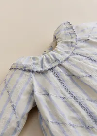 Blouse Héloïse - Rayures Lavande Broderie — view 3