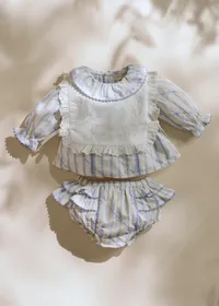 Blouse Héloïse - Rayures Lavande Broderie — view 4