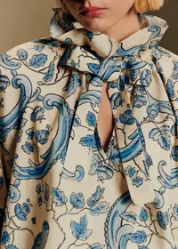 Blouse HILLIS - Sézane x Antoinette Poisson - Imprimé Oiseaux Bleus — view 2
