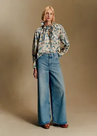 Blouse HILLIS - Sézane x Antoinette Poisson - Imprimé Oiseaux Bleus — view 3