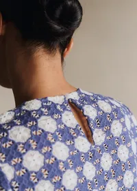 Blouse Jesse - Guipure Contrastée Marine Écru — view 2