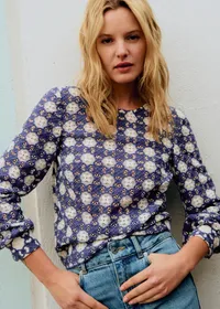 Blouse Jesse - Guipure Contrastée Marine Écru — view 3