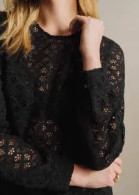 Blouse Jesse - Guipure Unie Noir — view 2