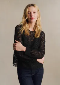 Blouse Jesse - Guipure Unie Noir — view 3