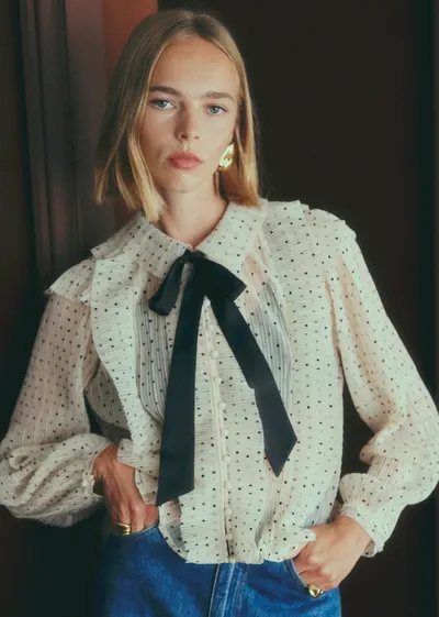 Blouse Jola - Ecru Pois Noir