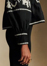 Blouse Léa - Broderie Crème Fond Noir — view 2