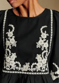 Blouse Léa - Broderie Crème Fond Noir — view 4