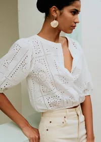 Blouse Lipa - Broderie Unie Hankie Ecru — view 3
