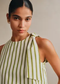 Blouse Loren - Écru Rayures Kaki — view 2