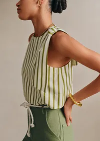 Blouse Loren - Écru Rayures Kaki — view 3