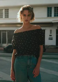 Blouse Maiwenn - Imprimé Pois Beige Fond Noir — view 2