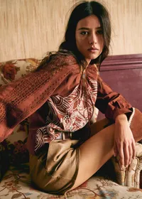 Blouse Moana - Ecru Fond Tomette - Création Rose — view 2