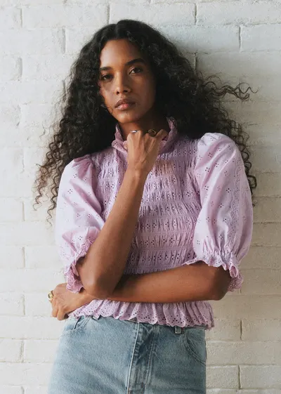 Blouse Neal - Sézane x SEA NY - Broderie Unie Lilas