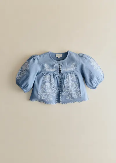 Blouse Noelia - Bleu Vintage / Broderie Aurélia