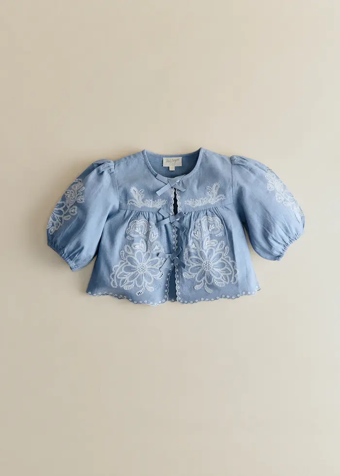 Blouse Noelia - Bleu Vintage / Broderie Aurélia