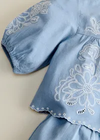 Blouse Noelia - Bleu Vintage / Broderie Aurélia — view 3