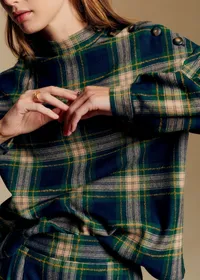 Blouse Ozalée - Carreaux Vert et Bleu — view 3