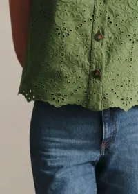 Blouse Roni - Broderie Unie Vert d'Éte — view 3