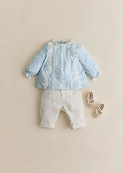 Blouse Ryma - Rayures Bleu Ecru