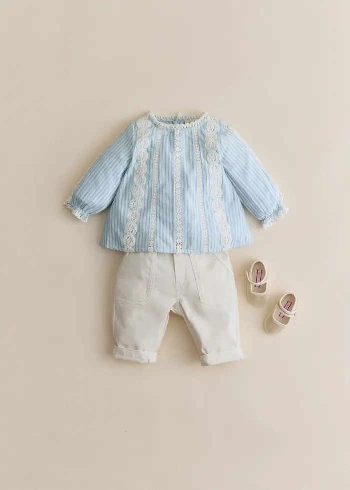 Blouse Ryma - Rayures Bleu Ecru