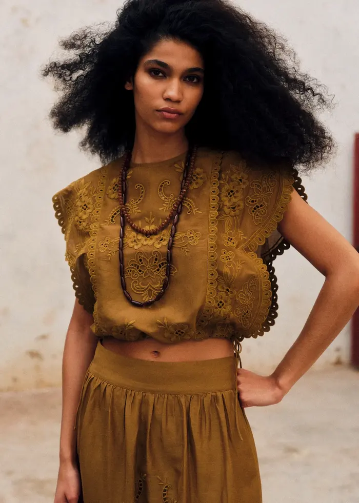 Blouse Tamy - Broderie Unie Mordore