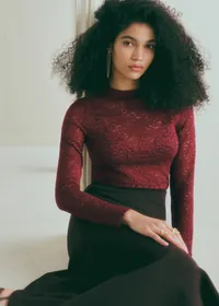 Blouse Taori - Dentelle Grenat — view 3