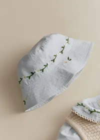 BOBY - Broderie Contrastée Marguerite Fond Bleu Ciel — view 3