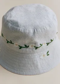 BOBY - Broderie Contrastée Marguerite Fond Bleu Ciel — view 4