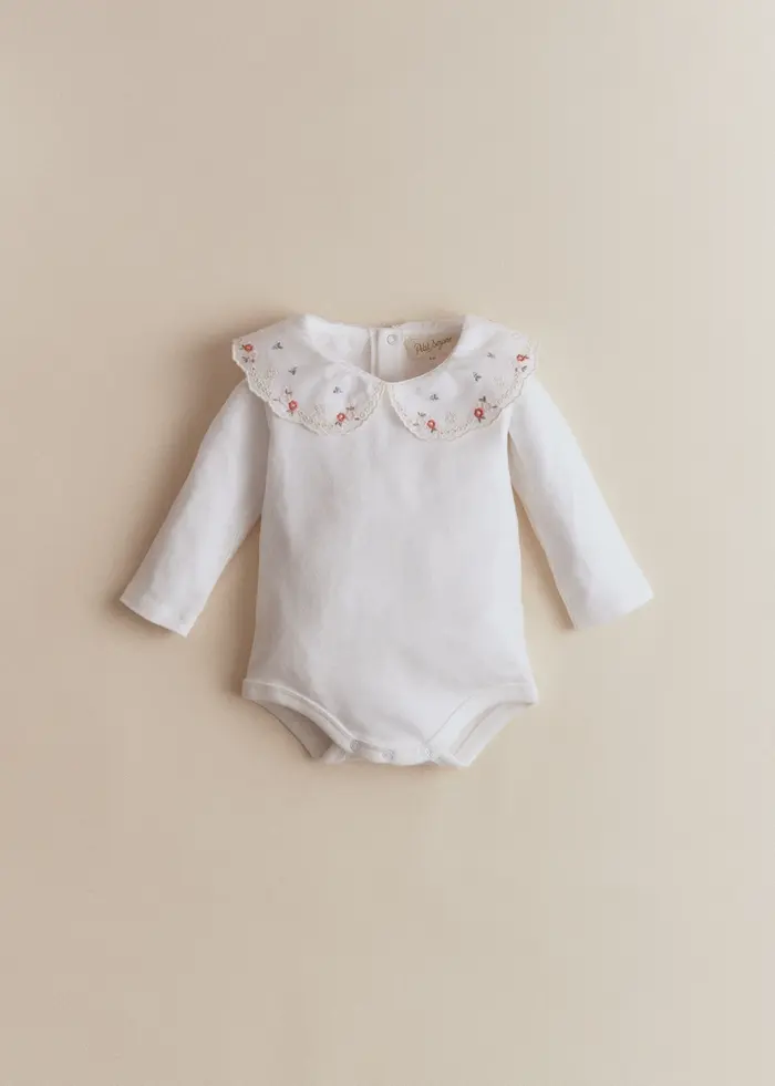 Body Félicia - Blanc Lait / Broderie Multicolore