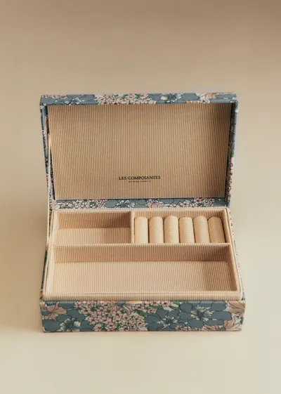 Boîte bijoux matelassée - Imprimé Bleu des Prés