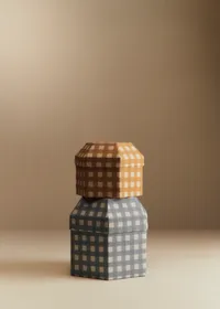 Boîte rangement octogonale - Carreaux Bleu et Ecru — view 4