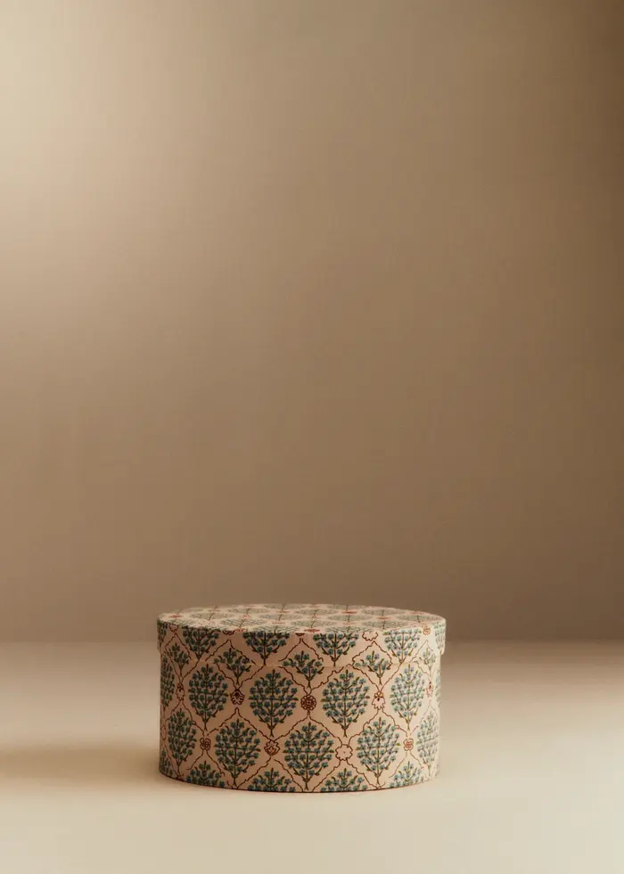 Boîte rangement ovale - petit modèle - Imprimé Scénettes Bleu