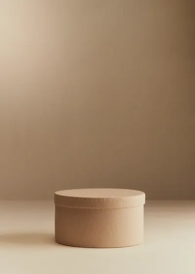 Boîte rangement ovale - petit modèle - Rayures beige