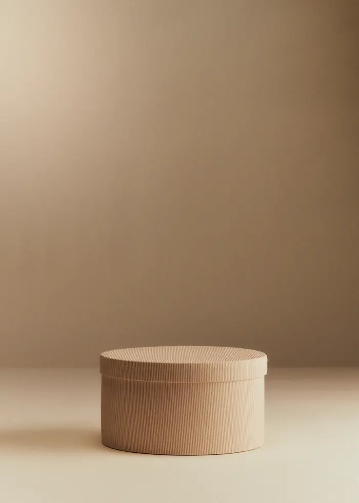 Boîte rangement ovale - petit modèle - Rayures beige