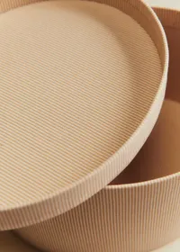 Boîte rangement ovale - petit modèle - Rayures beige — view 3