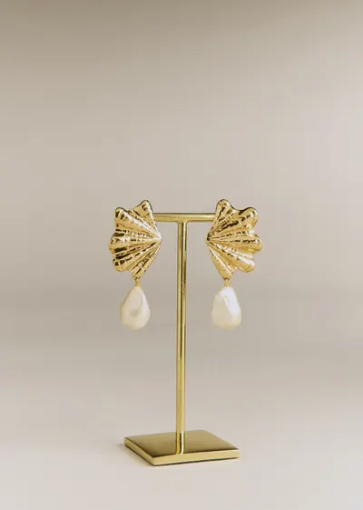 Boucles d'oreilles Colombe - Ecru Doré