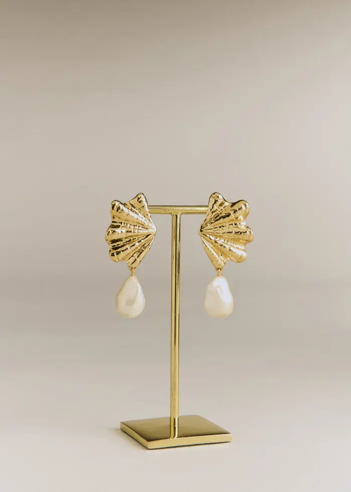 Boucles d'oreilles Colombe - Ecru Doré