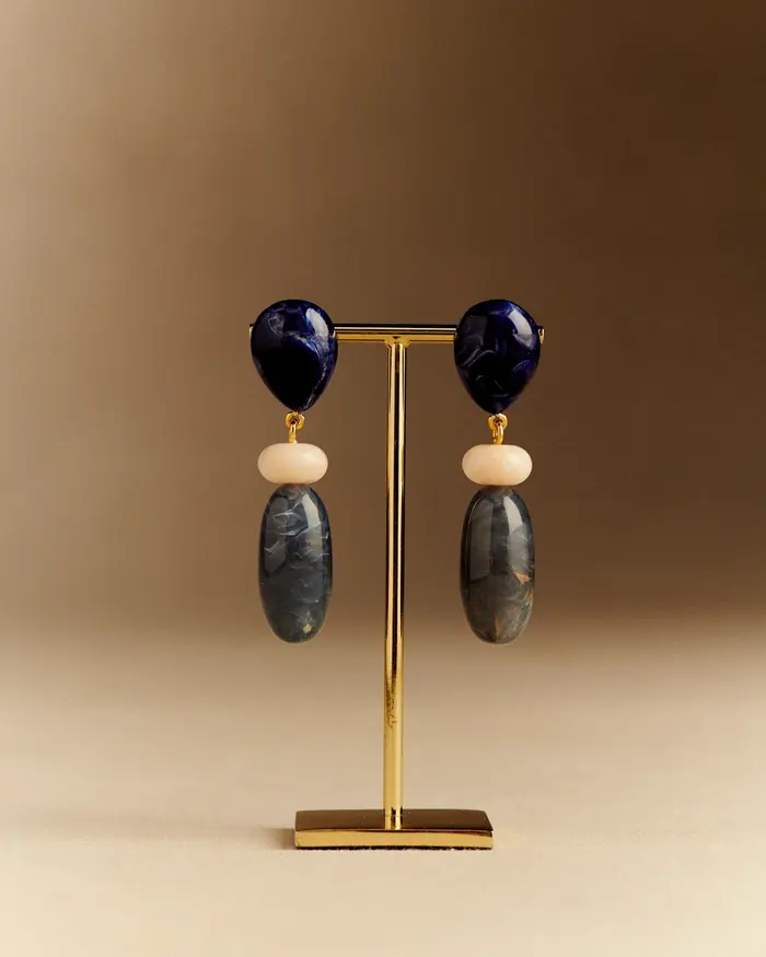 Boucles d'oreilles Dany - Bleu Océan Multi