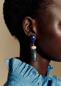 Boucles d'oreilles Dany - Bleu Océan Multi — view 2
