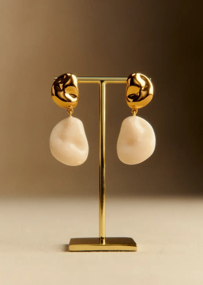Boucles d'oreilles Solene - Ecru Doré