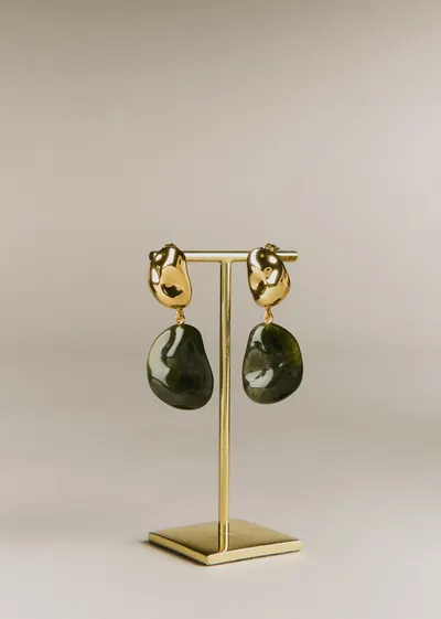 Boucles d'oreilles Solene - Kaki Doré