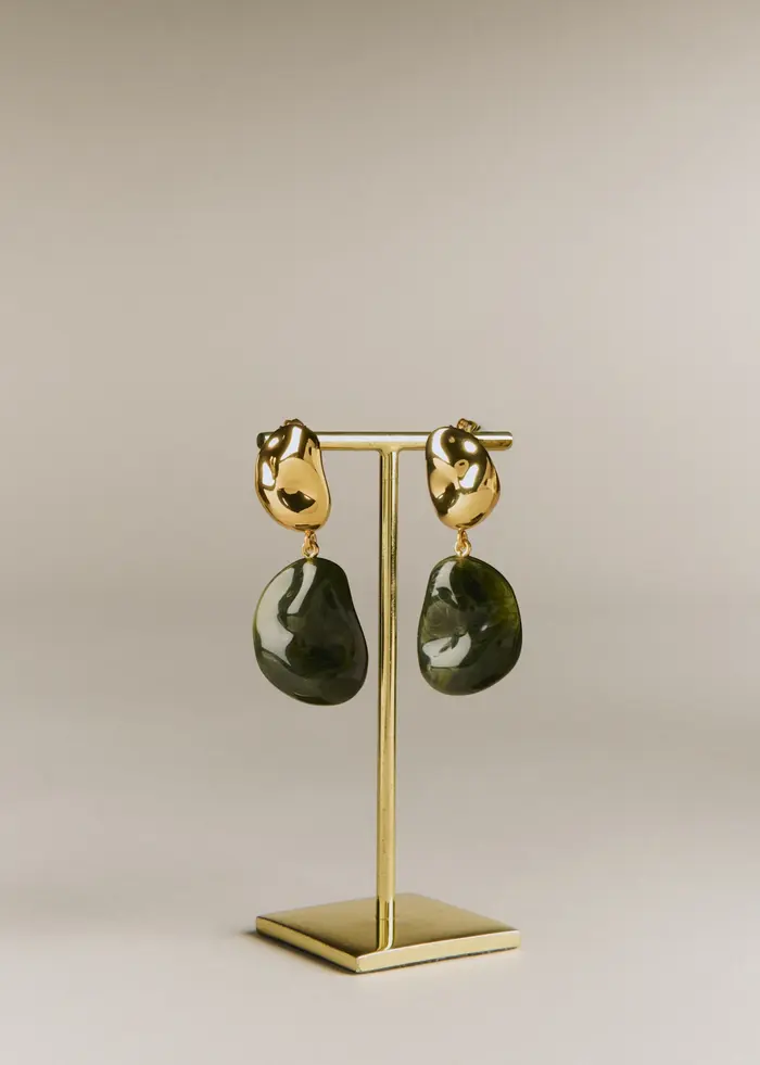 Boucles d'oreilles Solene - Kaki Doré