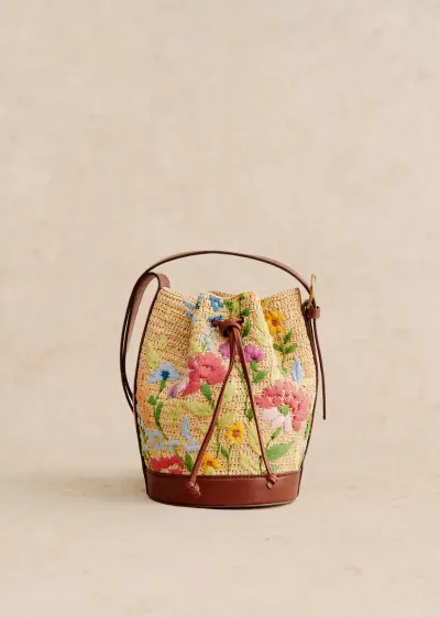Bourse Mini Farrow - Raphia Broderie Fleurs Multico