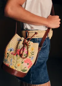 Bourse Mini Farrow - Raphia Broderie Fleurs Multico — view 2