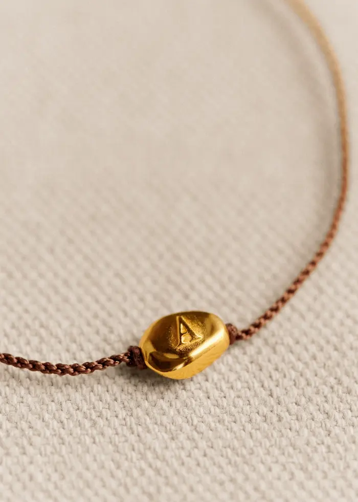 Bracelet Cléo - Chocolat - Lettre A