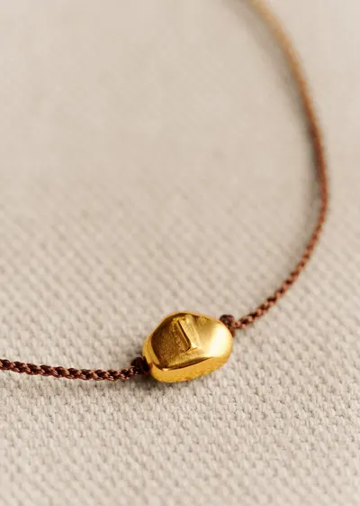 Bracelet Cléo - Chocolat - Lettre I