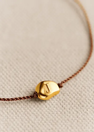 Bracelet Cléo - Chocolat - Lettre J